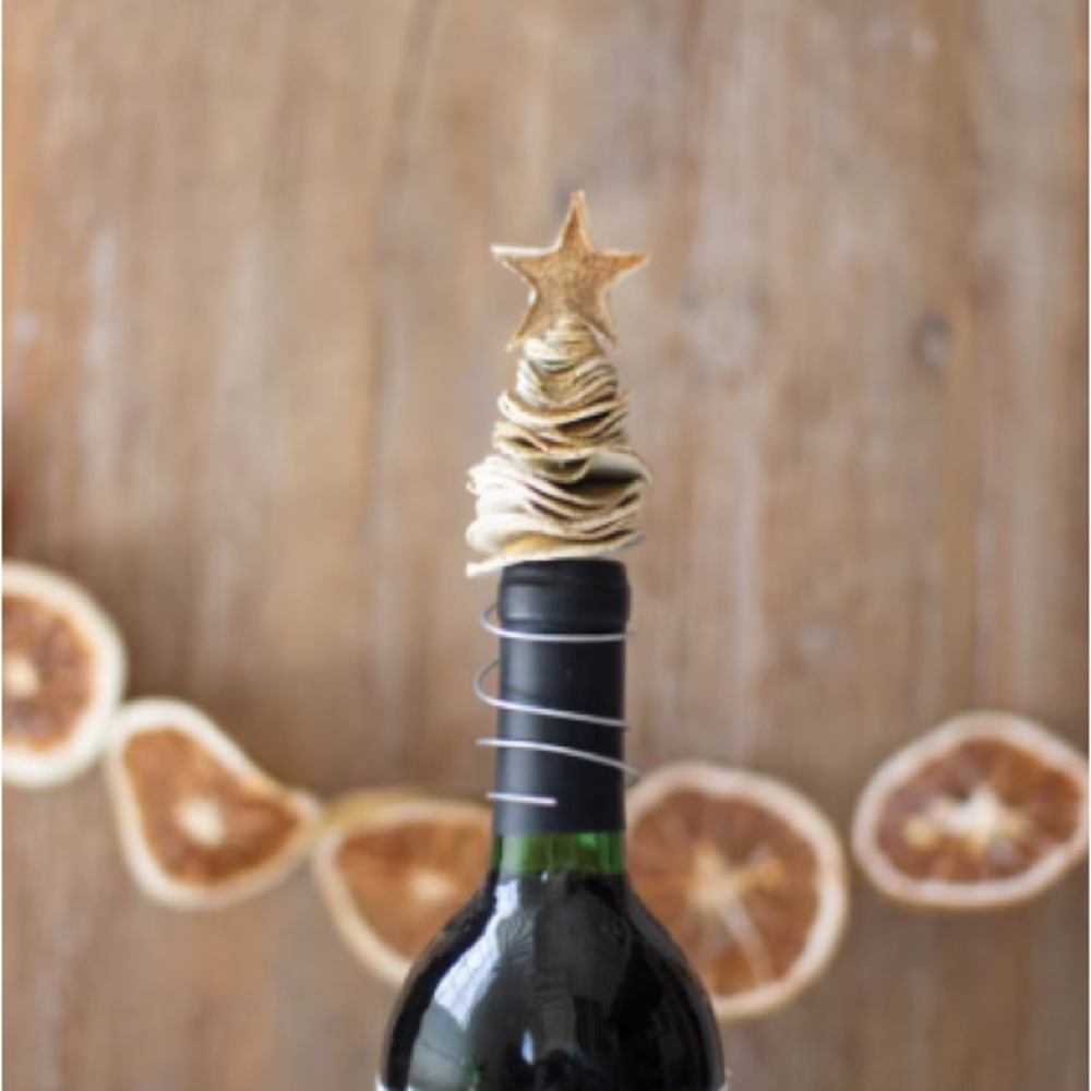 NWT >> Dried Orange Peel Wine Bottle Gift Topper
